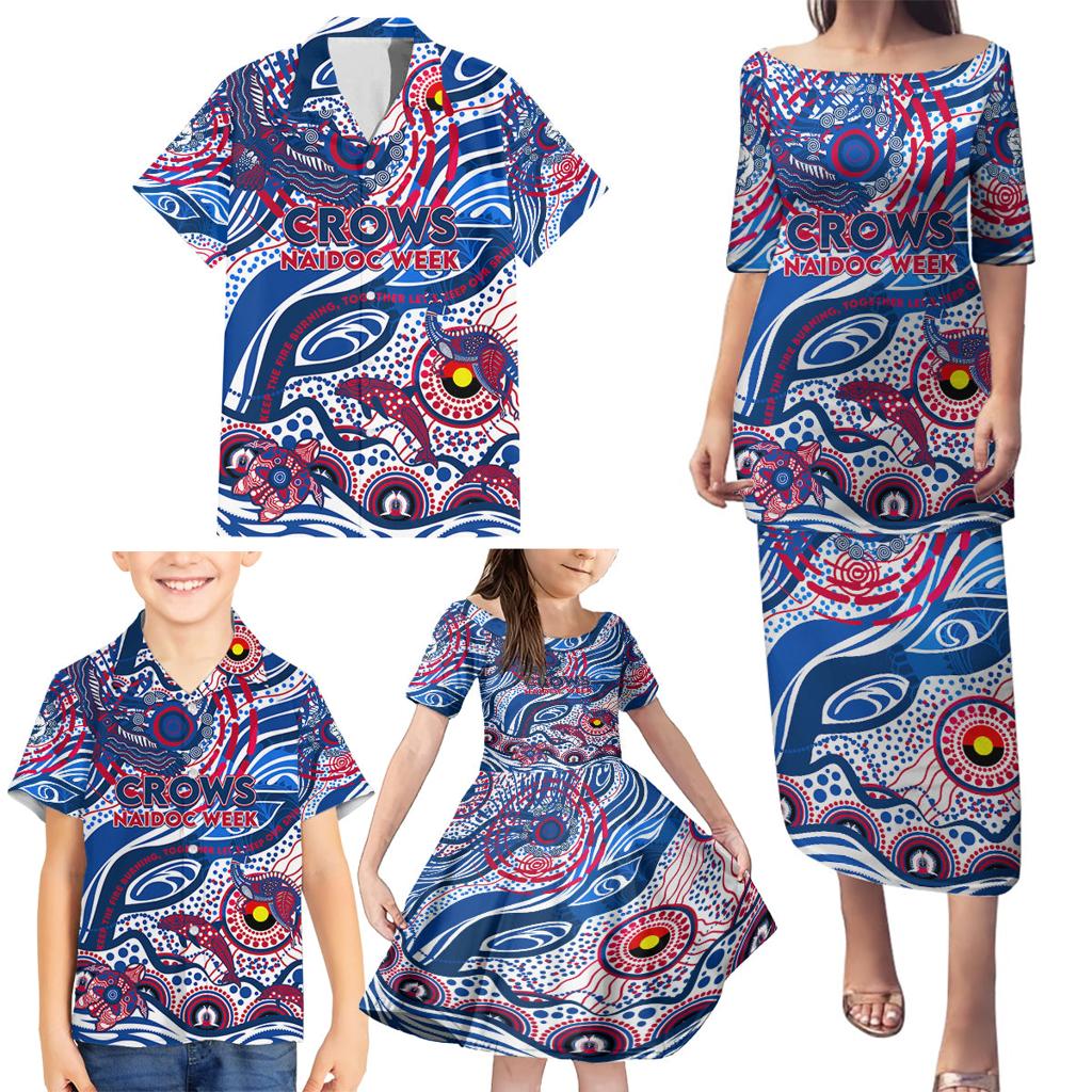 Custom NAIDOC Week 2024 Bulldogs Family Matching Puletasi and Hawaiian Shirt Aboriginal Animals Keep The Fire Burning