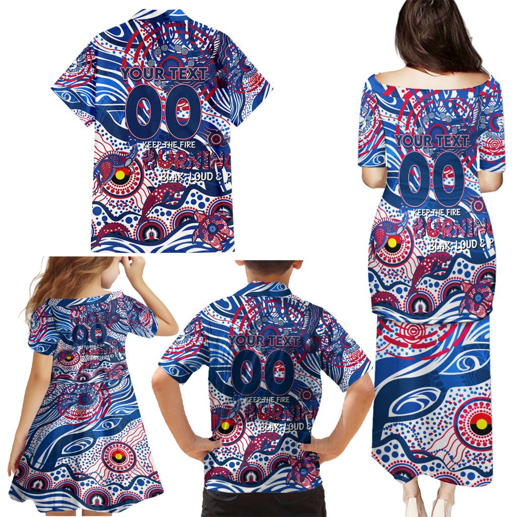 Custom NAIDOC Week 2024 Bulldogs Family Matching Puletasi and Hawaiian Shirt Aboriginal Animals Keep The Fire Burning