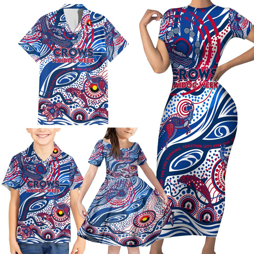 Custom NAIDOC Week 2024 Bulldogs Family Matching Short Sleeve Bodycon Dress and Hawaiian Shirt Aboriginal Animals Keep The Fire Burning
