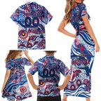 Custom NAIDOC Week 2024 Bulldogs Family Matching Short Sleeve Bodycon Dress and Hawaiian Shirt Aboriginal Animals Keep The Fire Burning