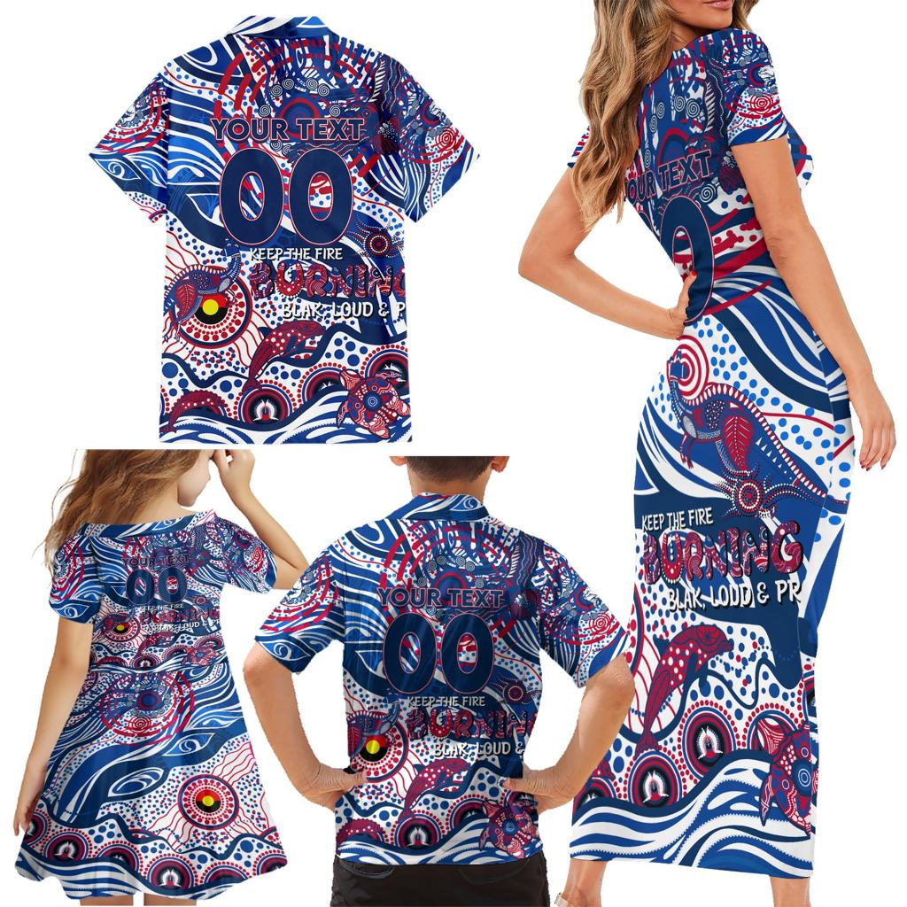Custom NAIDOC Week 2024 Bulldogs Family Matching Short Sleeve Bodycon Dress and Hawaiian Shirt Aboriginal Animals Keep The Fire Burning