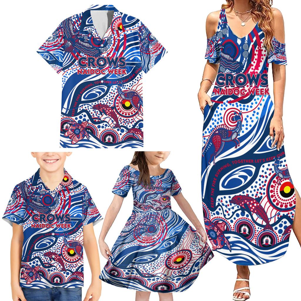 Custom NAIDOC Week 2024 Bulldogs Family Matching Summer Maxi Dress and Hawaiian Shirt Aboriginal Animals Keep The Fire Burning