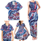 Custom NAIDOC Week 2024 Bulldogs Family Matching Tank Maxi Dress and Hawaiian Shirt Aboriginal Animals Keep The Fire Burning
