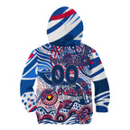 Custom NAIDOC Week 2024 Bulldogs Kid Hoodie Aboriginal Animals Keep The Fire Burning