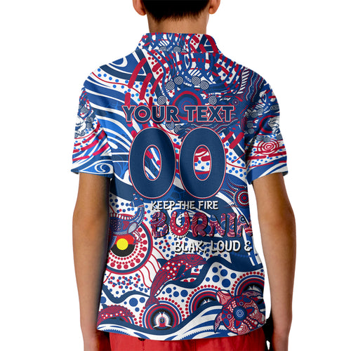 Custom NAIDOC Week 2024 Bulldogs Kid Polo Shirt Aboriginal Animals Keep The Fire Burning