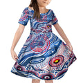 Custom NAIDOC Week 2024 Bulldogs Kid Short Sleeve Dress Aboriginal Animals Keep The Fire Burning