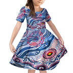 Custom NAIDOC Week 2024 Bulldogs Kid Short Sleeve Dress Aboriginal Animals Keep The Fire Burning