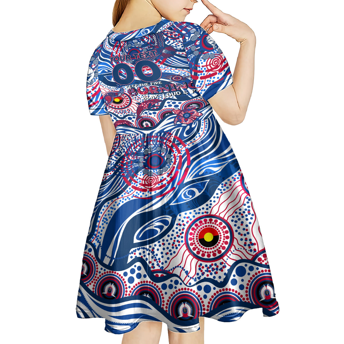Custom NAIDOC Week 2024 Bulldogs Kid Short Sleeve Dress Aboriginal Animals Keep The Fire Burning
