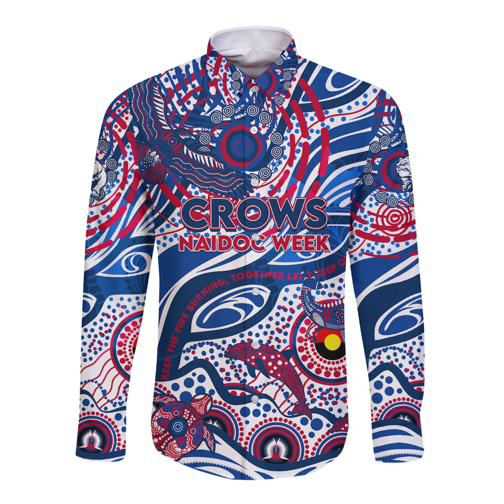 Custom NAIDOC Week 2024 Bulldogs Long Sleeve Button Shirt Aboriginal Animals Keep The Fire Burning