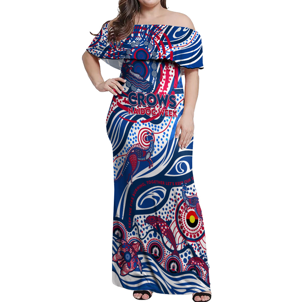 Custom NAIDOC Week 2024 Bulldogs Off Shoulder Maxi Dress Aboriginal Animals Keep The Fire Burning