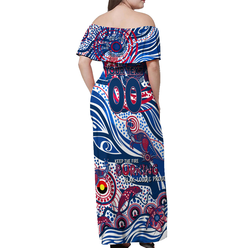 Custom NAIDOC Week 2024 Bulldogs Off Shoulder Maxi Dress Aboriginal Animals Keep The Fire Burning