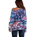 Custom NAIDOC Week 2024 Bulldogs Off Shoulder Sweater Aboriginal Animals Keep The Fire Burning