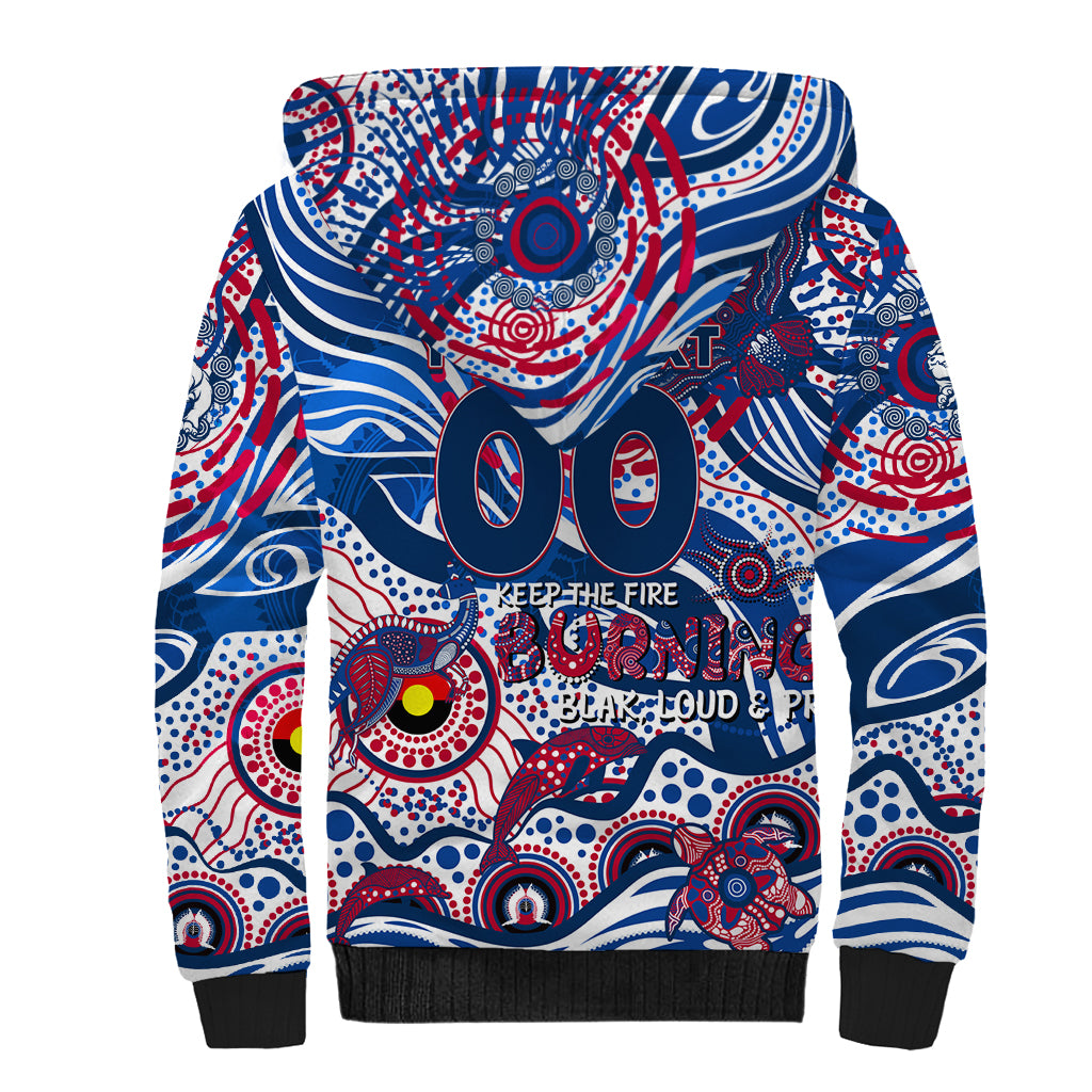 Custom NAIDOC Week 2024 Bulldogs Sherpa Hoodie Aboriginal Animals Keep The Fire Burning