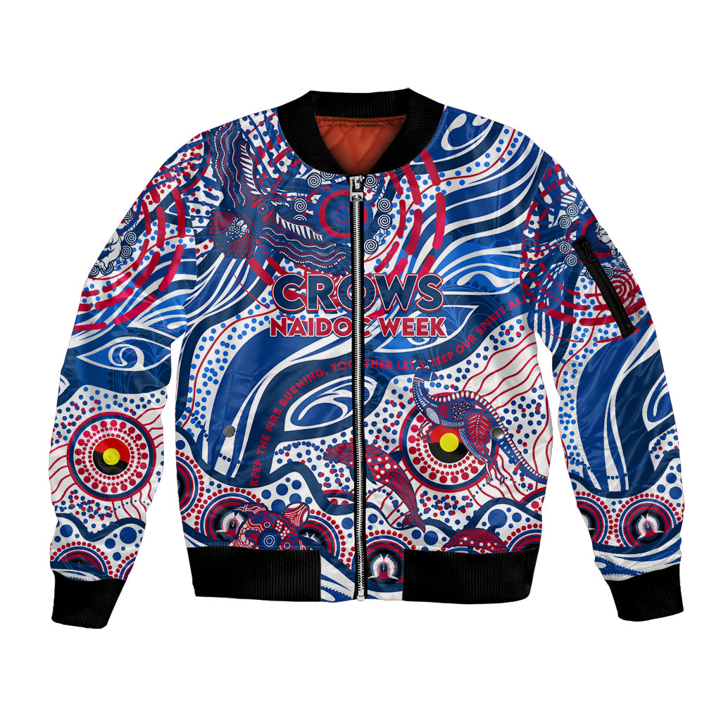 Custom NAIDOC Week 2024 Bulldogs Sleeve Zip Bomber Jacket Aboriginal Animals Keep The Fire Burning