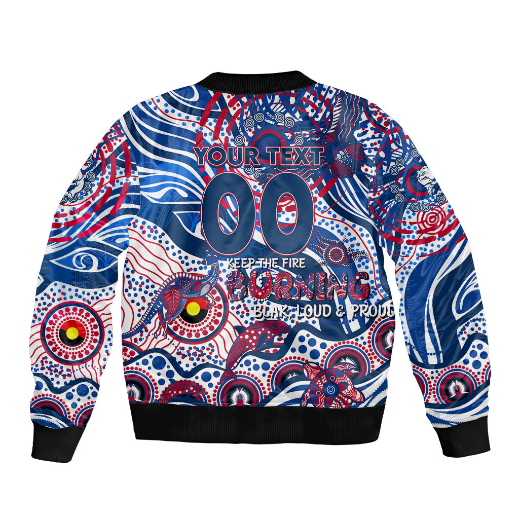 Custom NAIDOC Week 2024 Bulldogs Sleeve Zip Bomber Jacket Aboriginal Animals Keep The Fire Burning