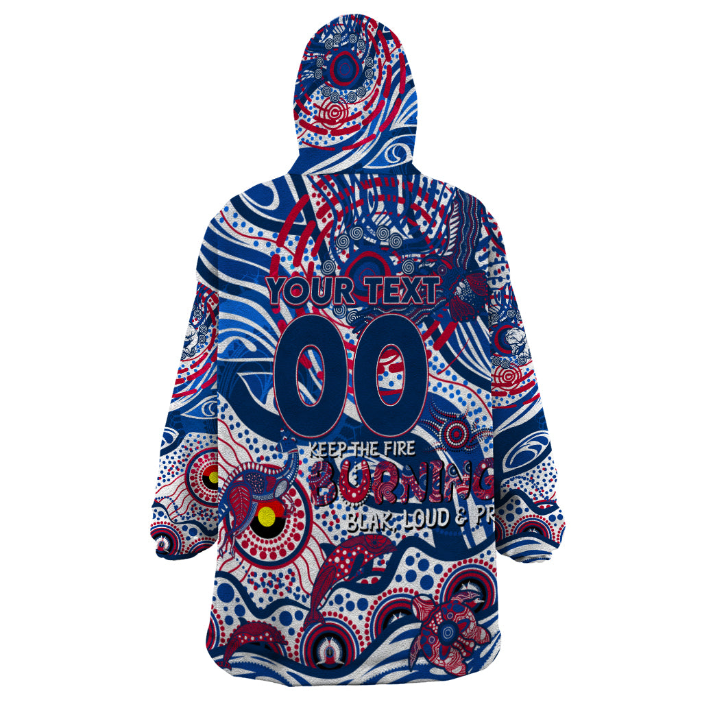 Custom NAIDOC Week 2024 Bulldogs Wearable Blanket Hoodie Aboriginal Animals Keep The Fire Burning