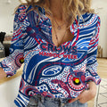 Custom NAIDOC Week 2024 Bulldogs Women Casual Shirt Aboriginal Animals Keep The Fire Burning