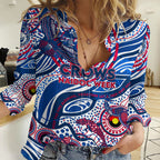 Custom NAIDOC Week 2024 Bulldogs Women Casual Shirt Aboriginal Animals Keep The Fire Burning