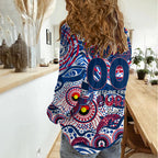 Custom NAIDOC Week 2024 Bulldogs Women Casual Shirt Aboriginal Animals Keep The Fire Burning
