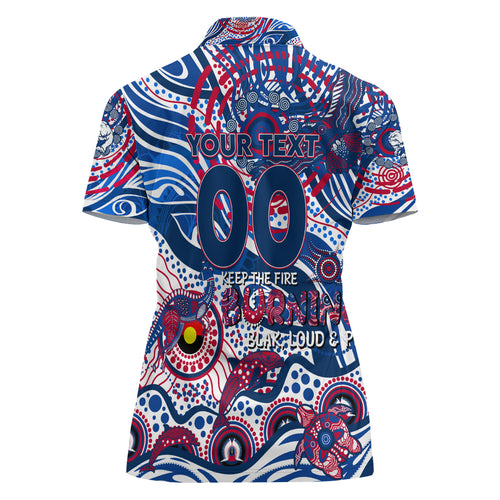 Custom NAIDOC Week 2024 Bulldogs Women Polo Shirt Aboriginal Animals Keep The Fire Burning