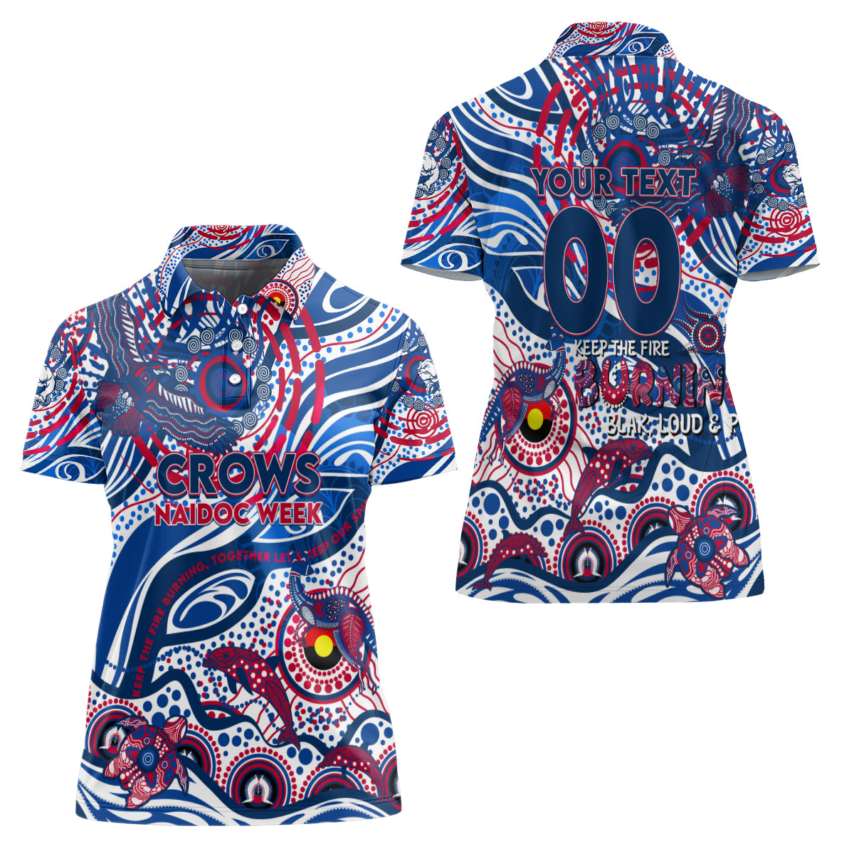 Custom NAIDOC Week 2024 Bulldogs Women Polo Shirt Aboriginal Animals Keep The Fire Burning