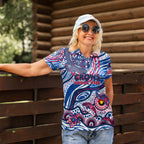Custom NAIDOC Week 2024 Bulldogs Women Polo Shirt Aboriginal Animals Keep The Fire Burning