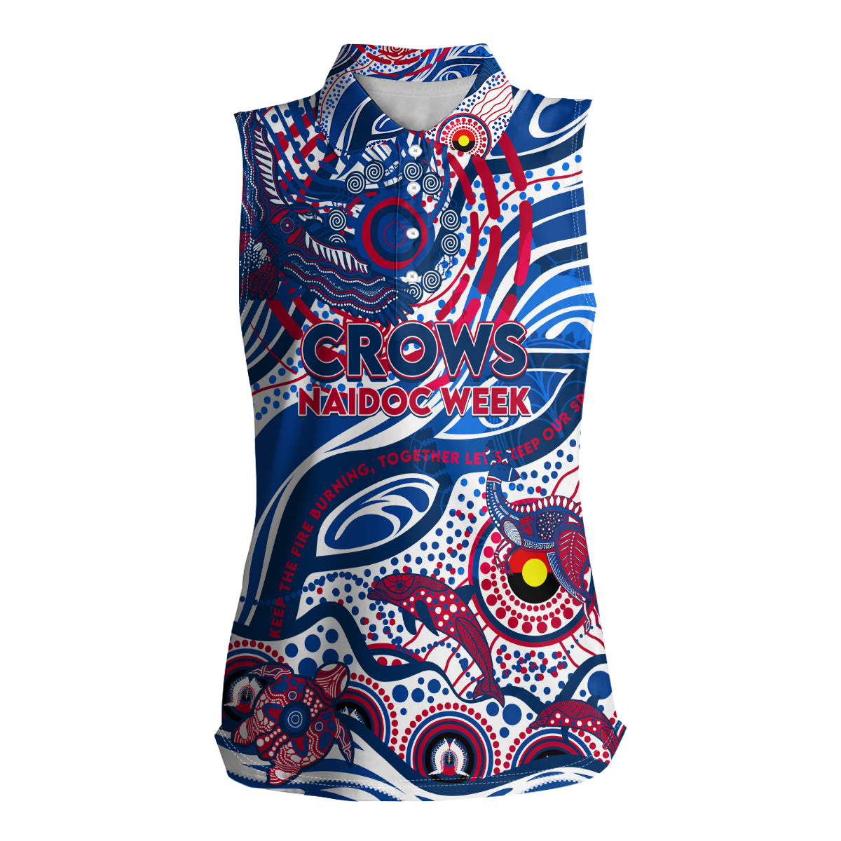 Custom NAIDOC Week 2024 Bulldogs Women Sleeveless Polo Shirt Aboriginal Animals Keep The Fire Burning