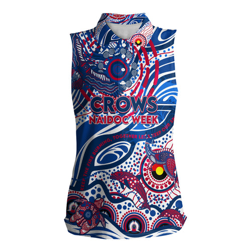 Custom NAIDOC Week 2024 Bulldogs Women Sleeveless Polo Shirt Aboriginal Animals Keep The Fire Burning
