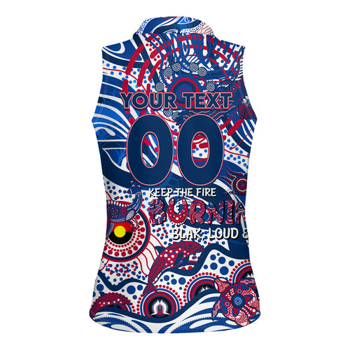 Custom NAIDOC Week 2024 Bulldogs Women Sleeveless Polo Shirt Aboriginal Animals Keep The Fire Burning