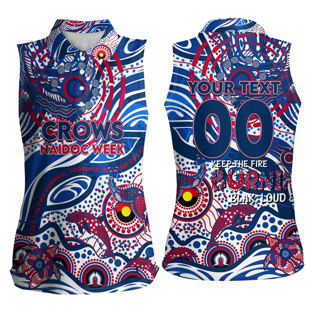 Custom NAIDOC Week 2024 Bulldogs Women Sleeveless Polo Shirt Aboriginal Animals Keep The Fire Burning