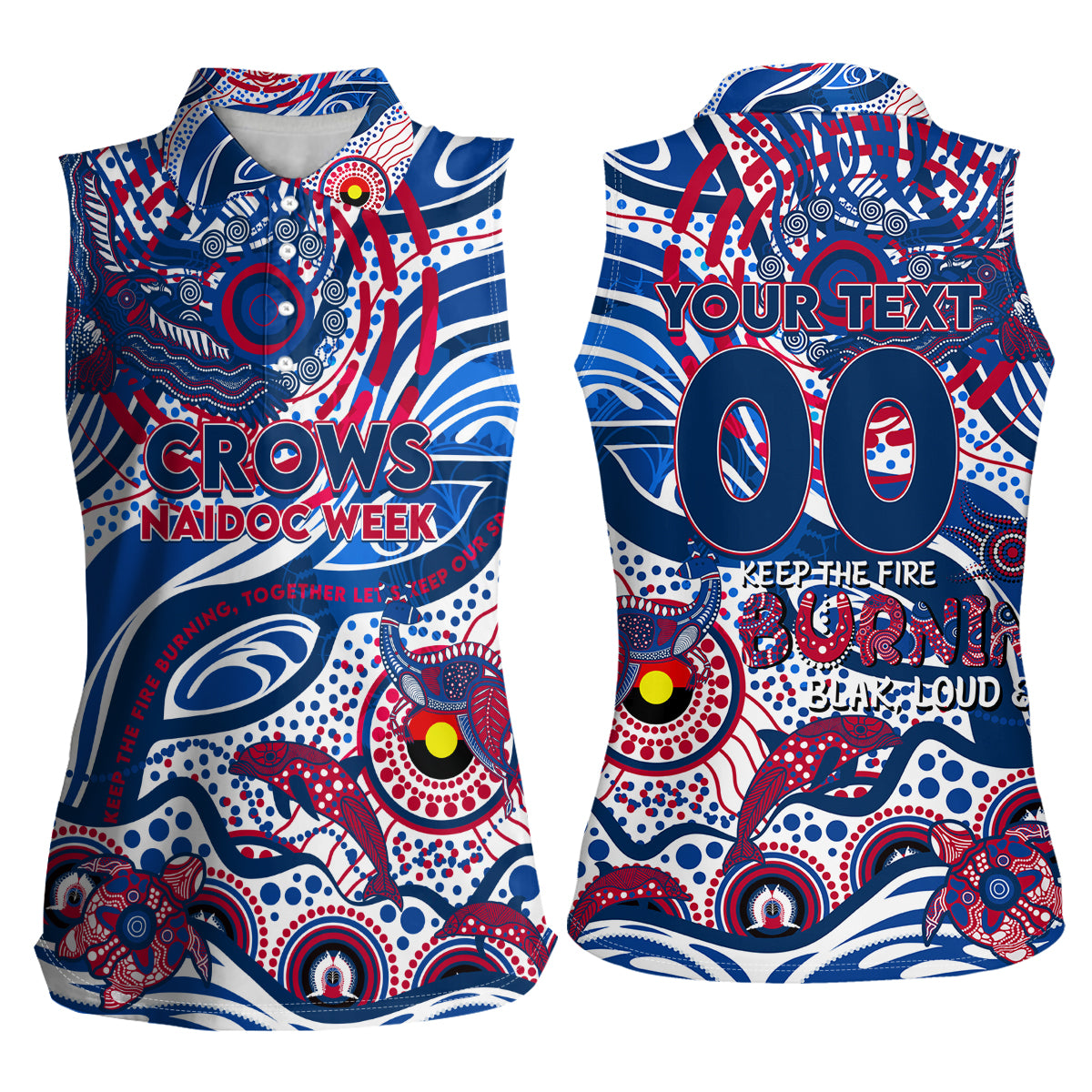 Custom NAIDOC Week 2024 Bulldogs Women Sleeveless Polo Shirt Aboriginal Animals Keep The Fire Burning