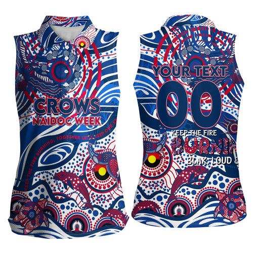 Custom NAIDOC Week 2024 Bulldogs Women Sleeveless Polo Shirt Aboriginal Animals Keep The Fire Burning