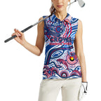 Custom NAIDOC Week 2024 Bulldogs Women Sleeveless Polo Shirt Aboriginal Animals Keep The Fire Burning