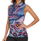 Custom NAIDOC Week 2024 Bulldogs Women Sleeveless Polo Shirt Aboriginal Animals Keep The Fire Burning