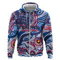 Custom NAIDOC Week 2024 Bulldogs Zip Hoodie Aboriginal Animals Keep The Fire Burning