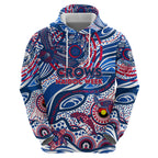 Custom NAIDOC Week 2024 Bulldogs Zip Hoodie Aboriginal Animals Keep The Fire Burning