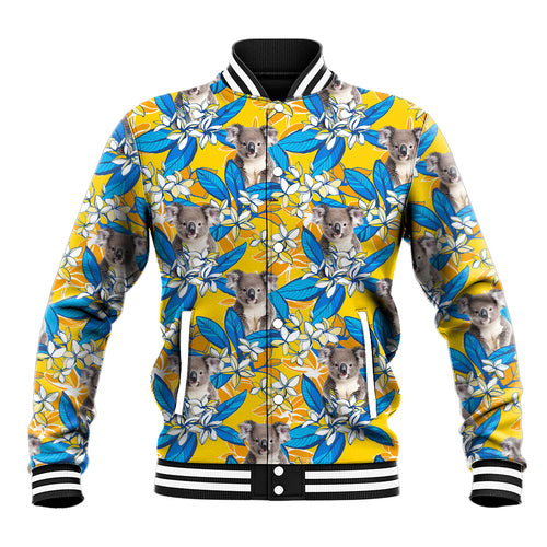 Koala Baseball Jacket Plumeria Flowers