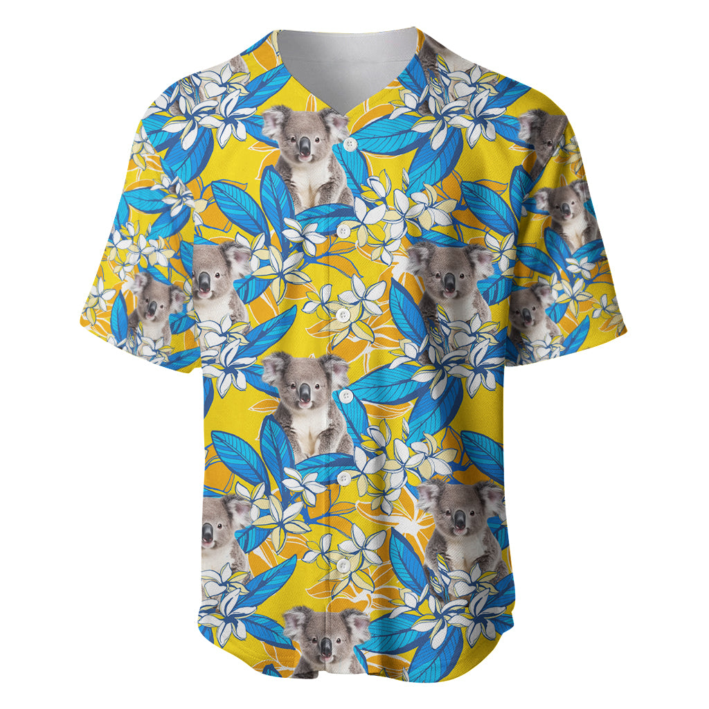 Koala Baseball Jersey Plumeria Flowers