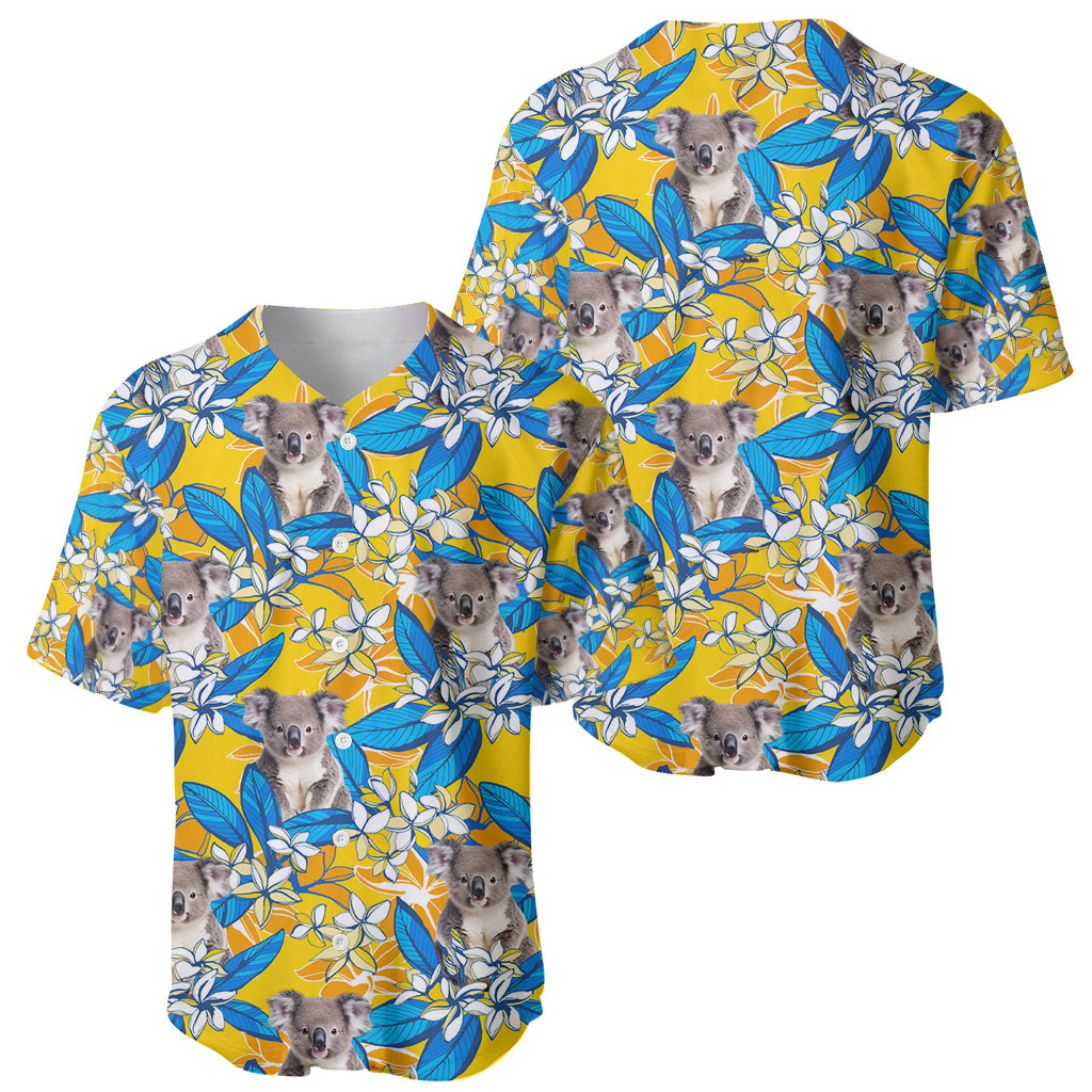 Koala Baseball Jersey Plumeria Flowers