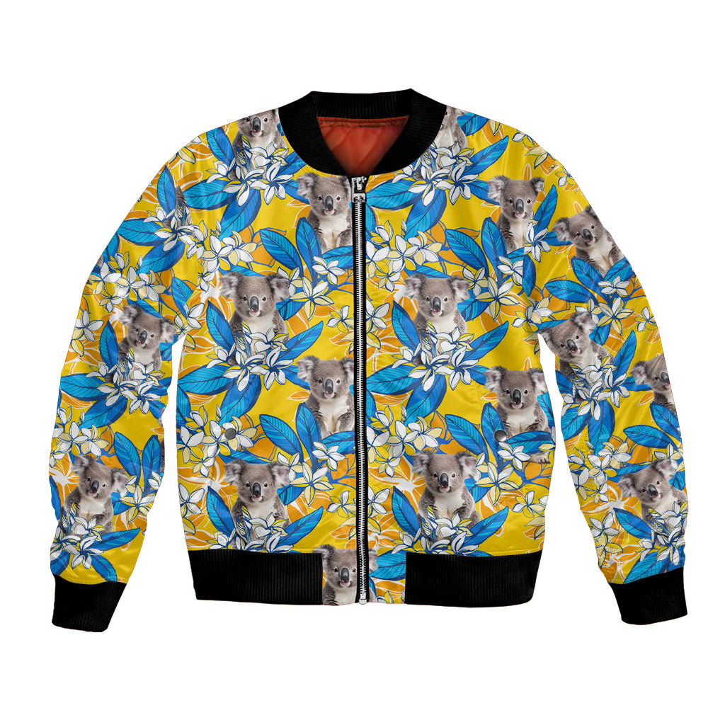 Koala Bomber Jacket Plumeria Flowers