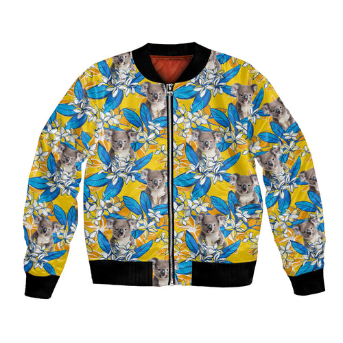 Koala Bomber Jacket Plumeria Flowers
