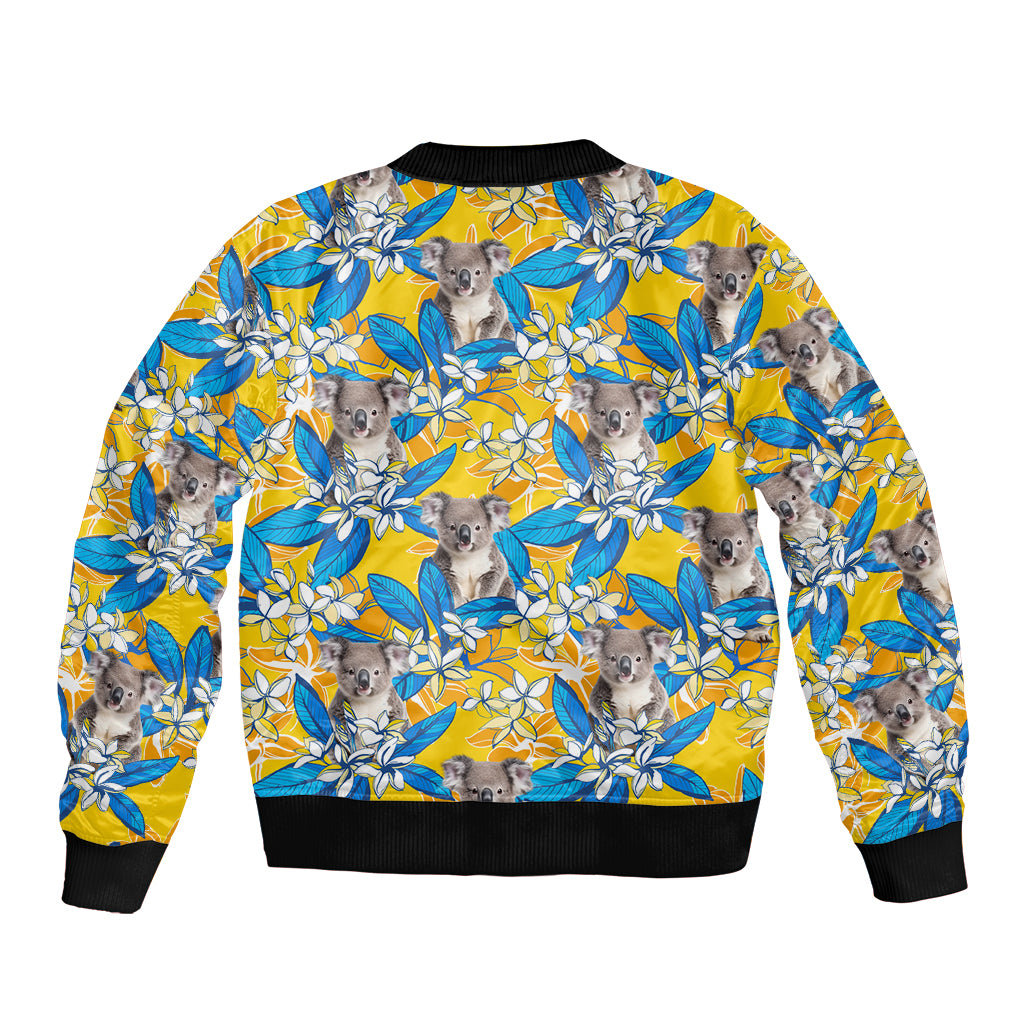 Koala Bomber Jacket Plumeria Flowers
