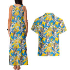 Koala Couples Matching Tank Maxi Dress and Hawaiian Shirt Plumeria Flowers
