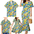 Koala Family Matching Mermaid Dress and Hawaiian Shirt Plumeria Flowers