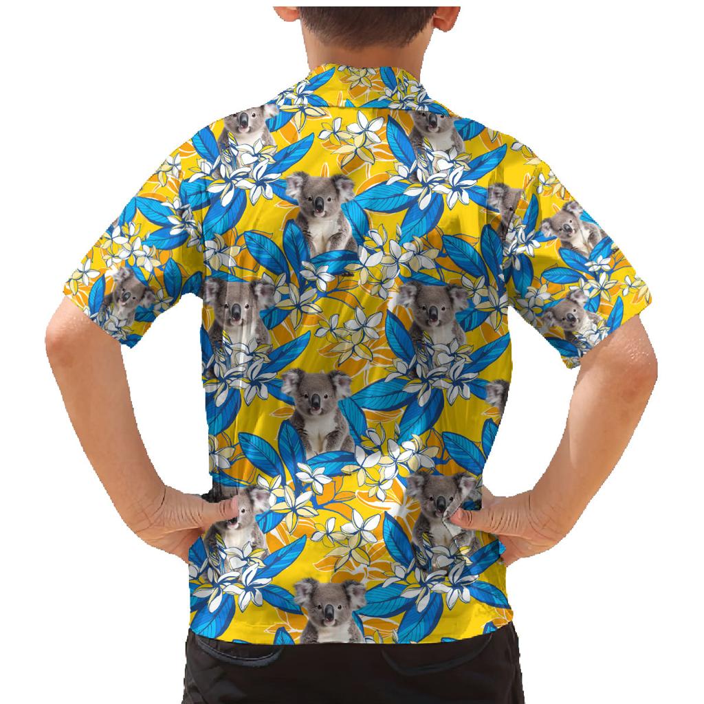 Koala Family Matching Mermaid Dress and Hawaiian Shirt Plumeria Flowers