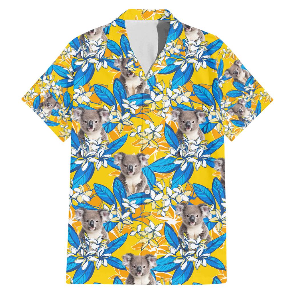 Koala Family Matching Mermaid Dress and Hawaiian Shirt Plumeria Flowers