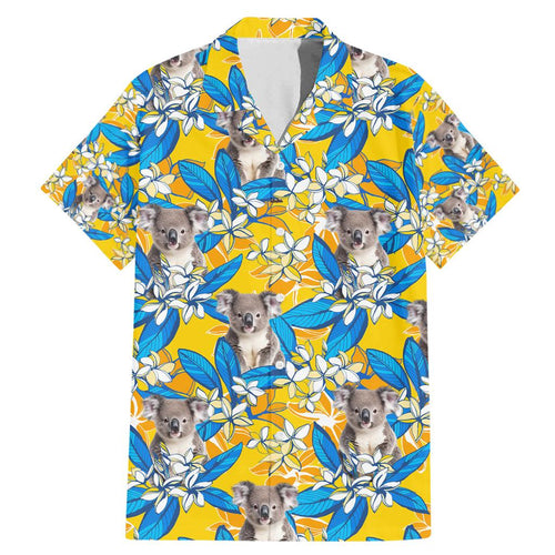 Koala Family Matching Mermaid Dress and Hawaiian Shirt Plumeria Flowers