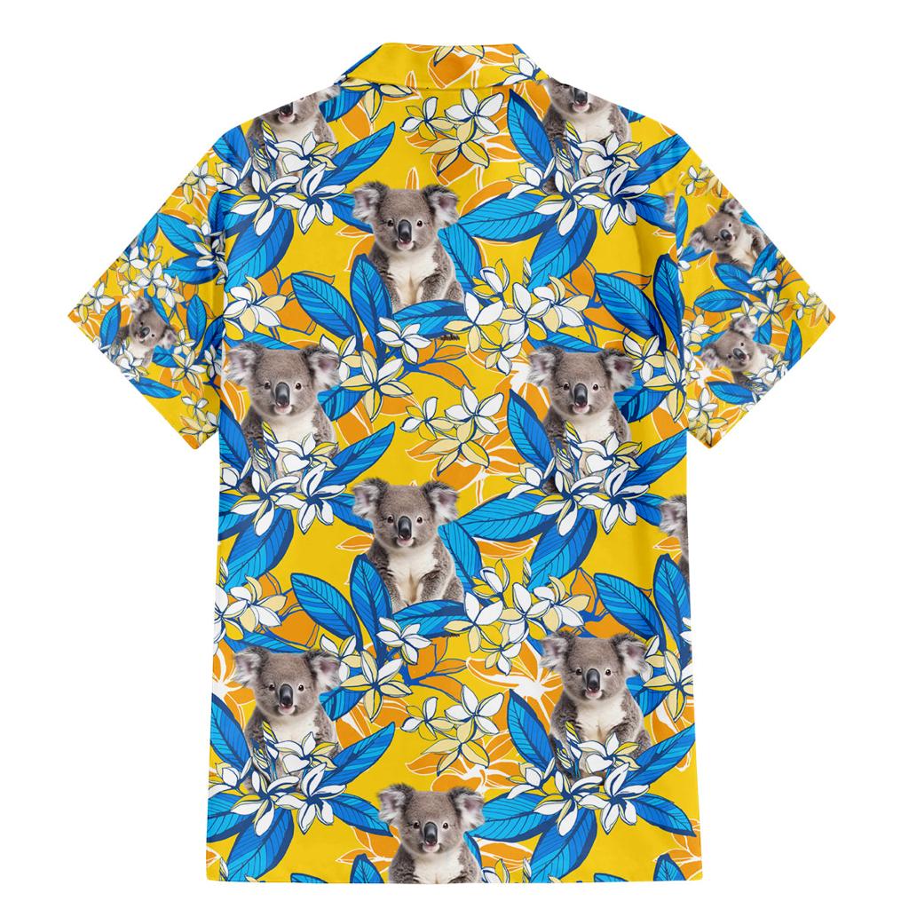 Koala Family Matching Mermaid Dress and Hawaiian Shirt Plumeria Flowers