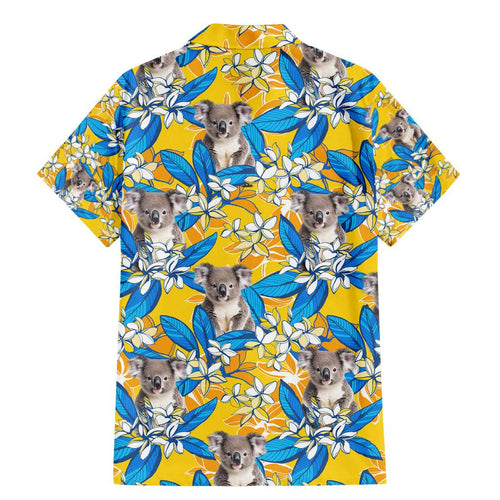Koala Family Matching Mermaid Dress and Hawaiian Shirt Plumeria Flowers