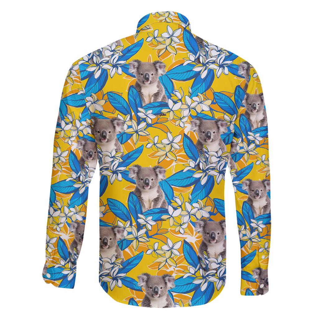 Koala Family Matching Off Shoulder Maxi Dress and Hawaiian Shirt Plumeria Flowers